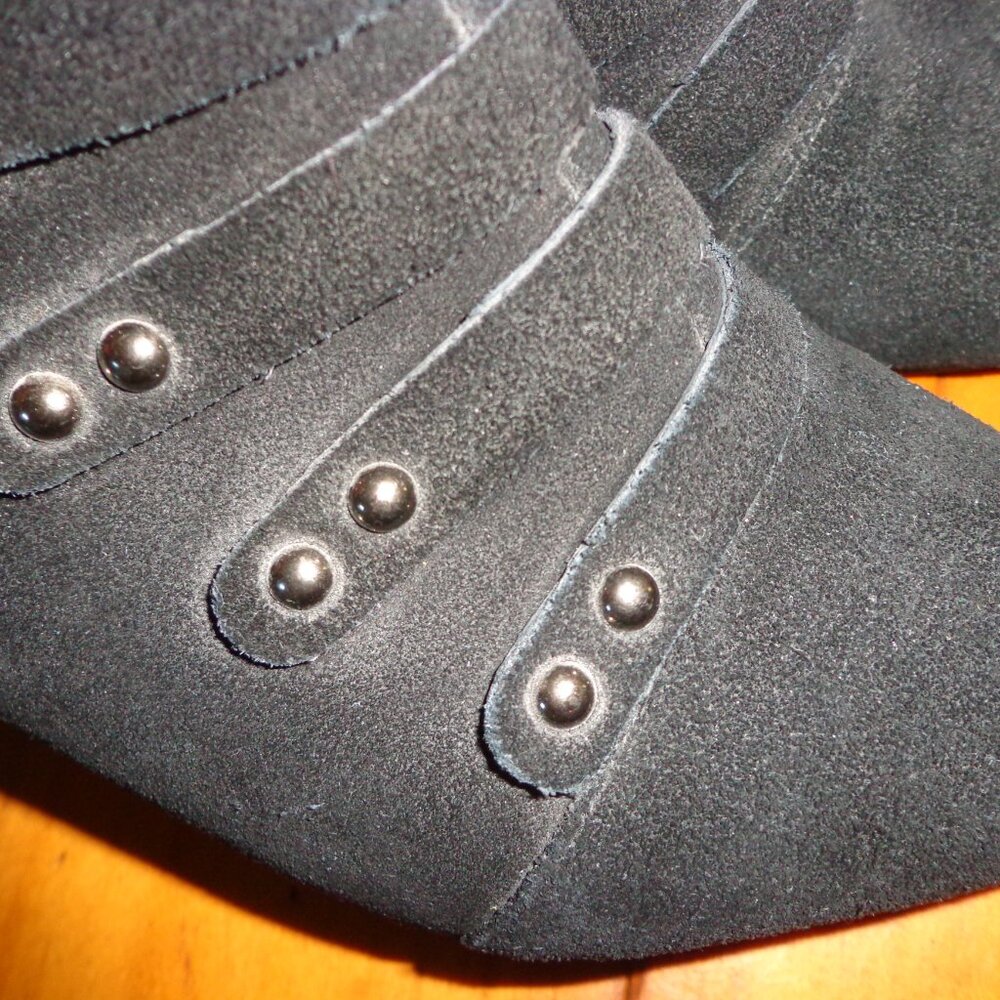NWT Jeffrey Campbell Serpico Suede Ankle Booties 6M Black Back Zip Closure - Picture 7 of 16